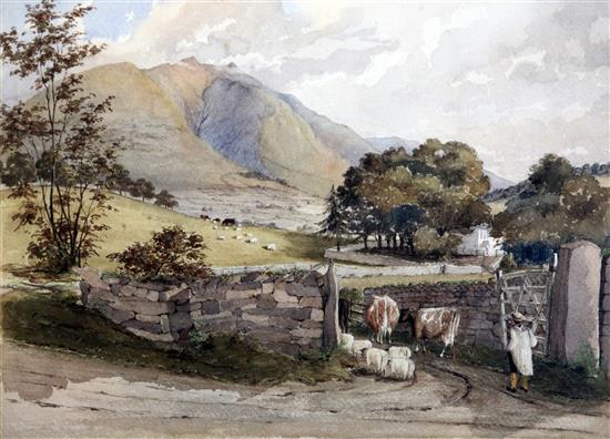 George Buchanan Wollaston (1814-1899) Saddleback and Low Nest Farm near Ambleside and A view of Edinburgh 10 x 14in.
